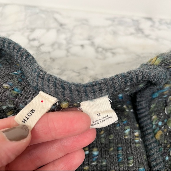 Anthropologie Moth Keavy Jacquard Jacket Sweater Cardigan Green Wool Medium - Picture 6 of 8